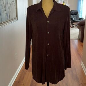 Chico’s private edition NWT dark brown long sleeve button down Derby jacket, M
